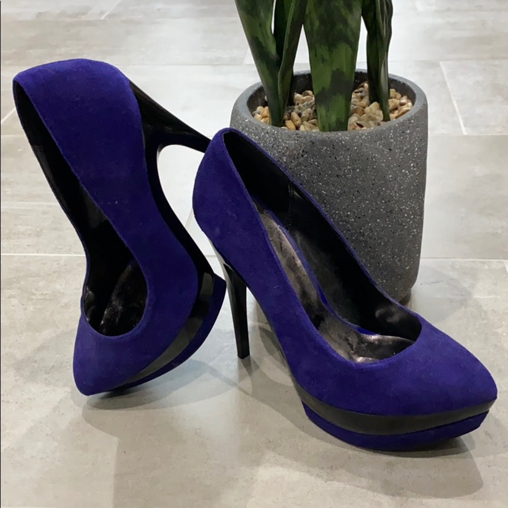 Purple suede stilettos